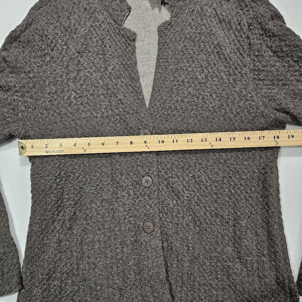 Eileen Fisher Cardigan Sweater Size Small Gray Notch Collar Textured Wool Blend - Picture 8 of 9